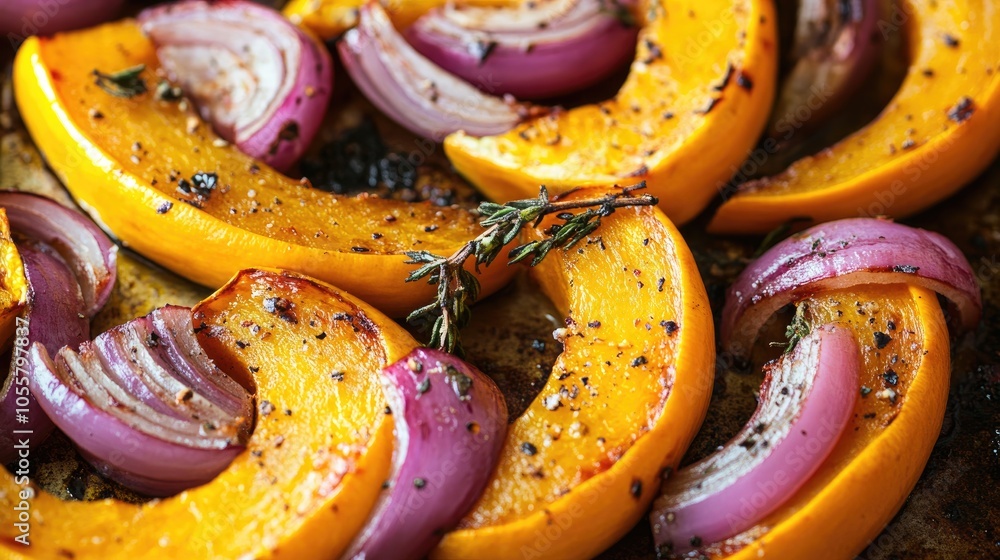 Roasted Slices of Squash with Red Onions Roasted Slices of Squash with Red Onions