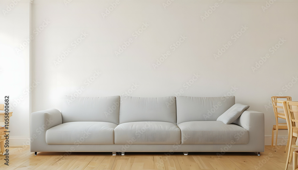 interior background of living room with blank wall and grey sofa interior background of living room with blank wall and grey sofa
