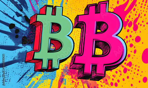 Wallpaper Mural dollar production, coins, stock graphs, and Bitcoin in various creative graphic styles Torontodigital.ca