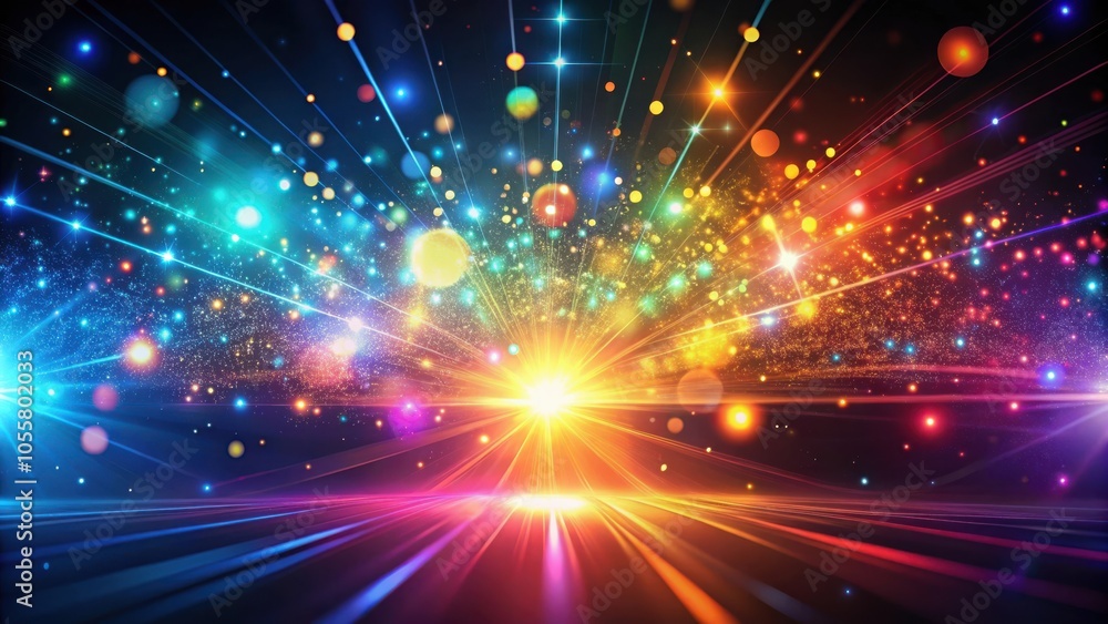 Abstract Background with Colorful Lights and Glowing Particles in Futuristic Style Abstract Background with Colorful Lights and Glowing Particles in Futuristic Style