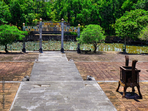 HUE CITY, THUA THIEN – HUE, VIET NAM, JUN 01, 2020: The Tomb of Thieu Tri - the third emperor of the Nguyen Dynasty - was recognized by UNESCO as a world cultural heritage, in Hue, Vietnam