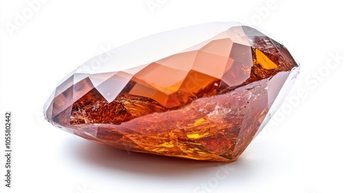 Side view of a sparkling gemstone, isolated on white, luxurious and eye-catching