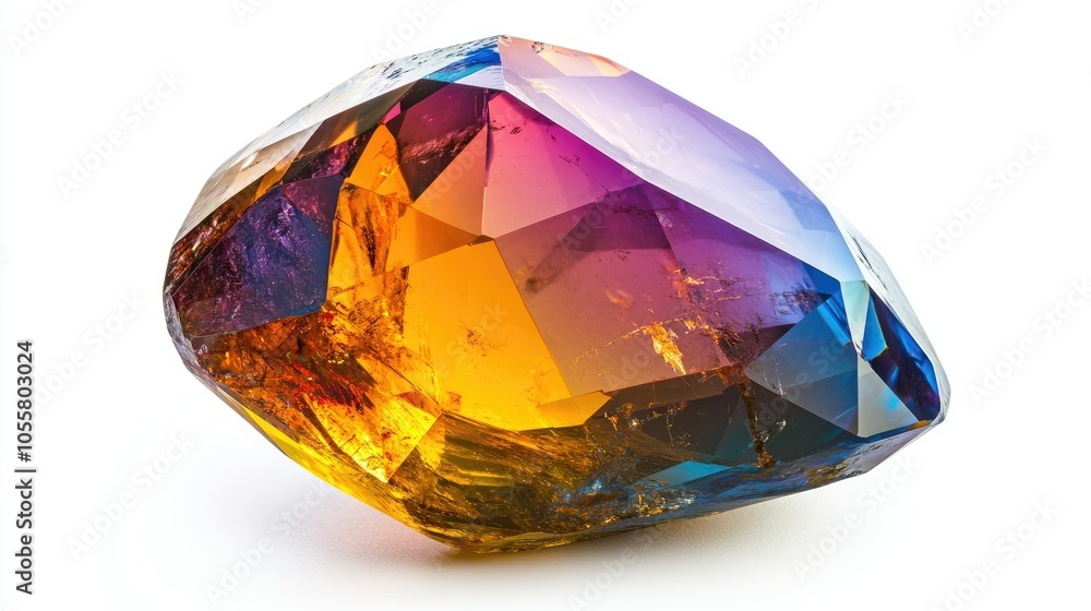 Side view of beautiful gemstone, isolated on white, rich color and elegant facets Side view of beautiful gemstone, isolated on white, rich color and elegant facets