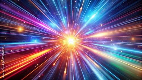 Vivid of light speed movement through space with vibrant colors and dynamic energy lines