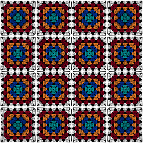 Pattern with crochet granny square with flowers wallpaper handmade decorative art design print	