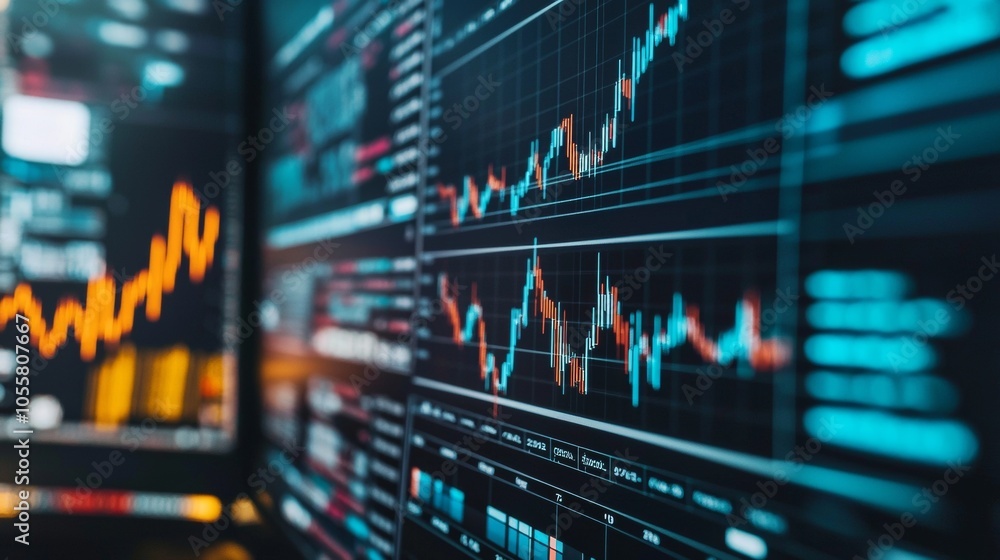 Stock market graph displaying financial data Stock market graph displaying financial data