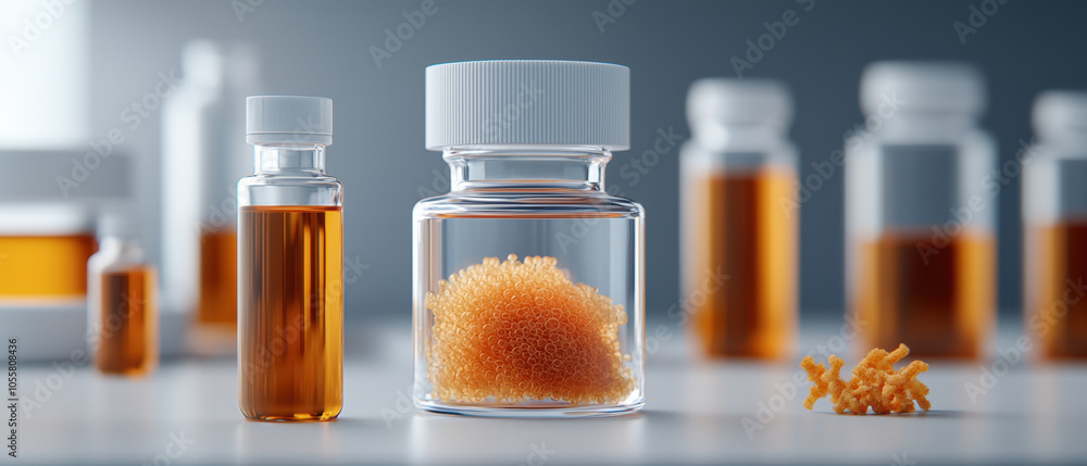 Modern lab with vials of food additives and colorful substances Modern lab with vials of food additives and colorful substances