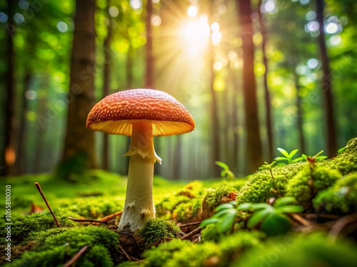 Enchanting Forest Mushroom Close-Up with High Depth of Field for Nature Lovers and Mycology Enthusiasts