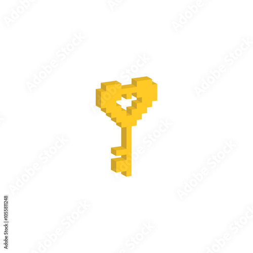 isometric pixel key icon vector set for 8 bit game