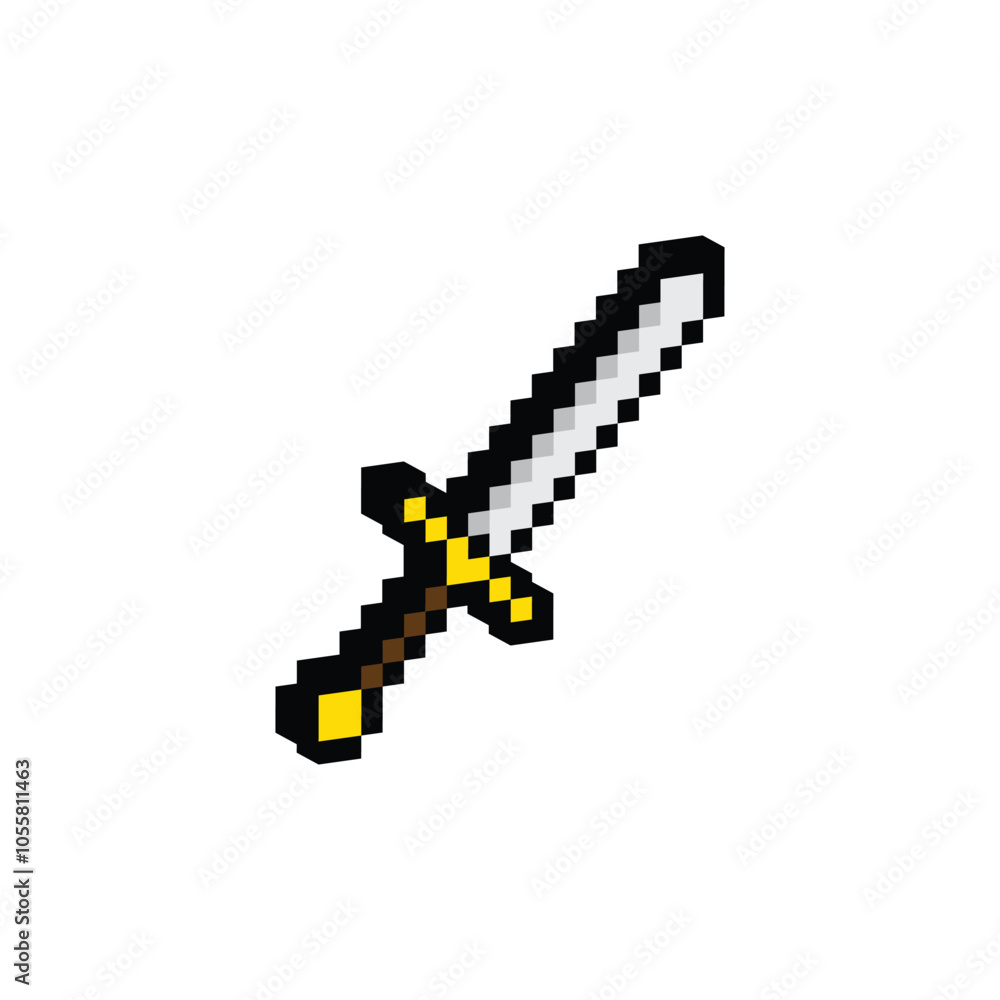 isometric sword pixel art icon vector 8 bit game isometric sword pixel art icon vector 8 bit game