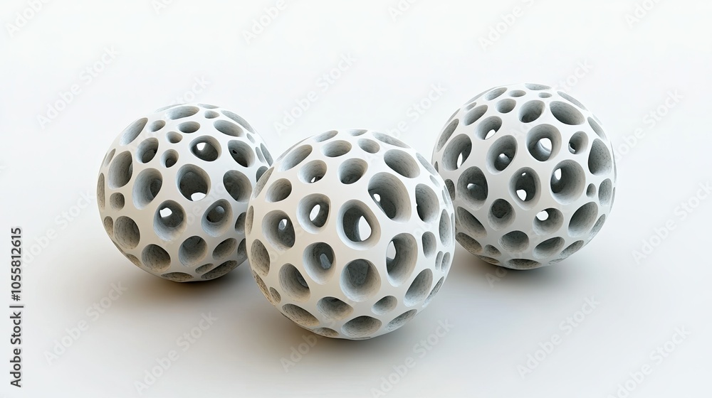 Smooth cell-shaped spheres, 3D renderings on white, isolated and organic in appearance Smooth cell-shaped spheres, 3D renderings on white, isolated and organic in appearance