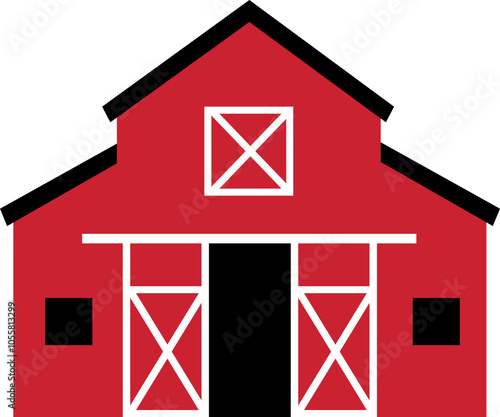 Isolated red barn flat vector.
farm barn illustration.
