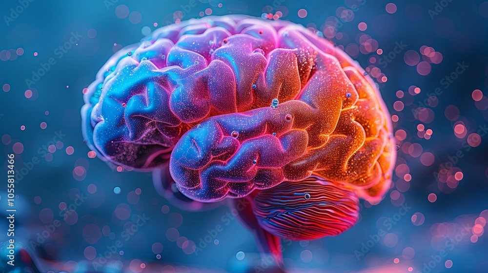 Intimate Close-Up of Human Brain with Active Neurons and Neural Connections, Representing Cognitive Learning and Plasticity