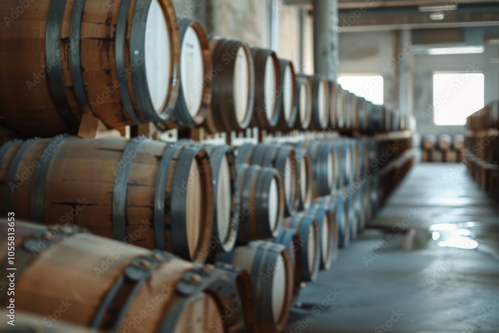 Rows of wooden barrels rest quietly in a dimly lit cellar, evoking the timeless tradition of winemaking. Rows of wooden barrels rest quietly in a dimly lit cellar, evoking the timeless tradition of winemaking.