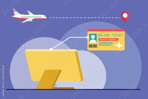 Tickets online concept. Colored flat vector illustration isolated.