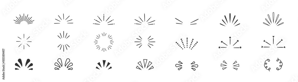 Doodle sparkle vector set, sunburst, rays, starburst, hand drawn elements illustration. Doodle shine sunburst sparkle ray elements. Doodle sparkle vector set, sunburst, rays, starburst, hand drawn elements illustration. Doodle shine sunburst sparkle ray elements.