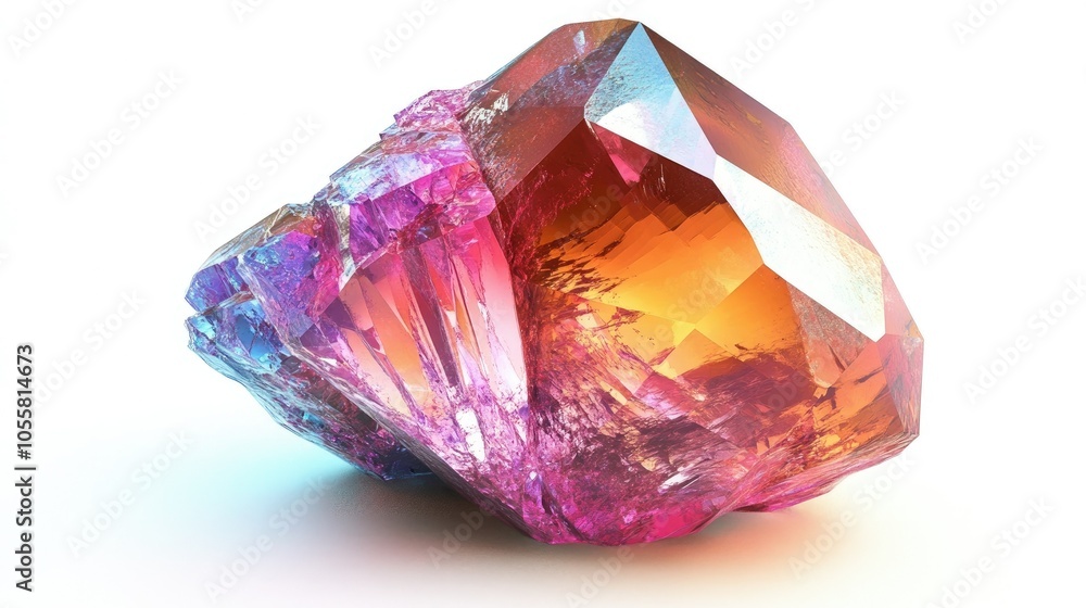 Sparkling gemstone, side view, isolated on white, luxurious and captivating display Sparkling gemstone, side view, isolated on white, luxurious and captivating display