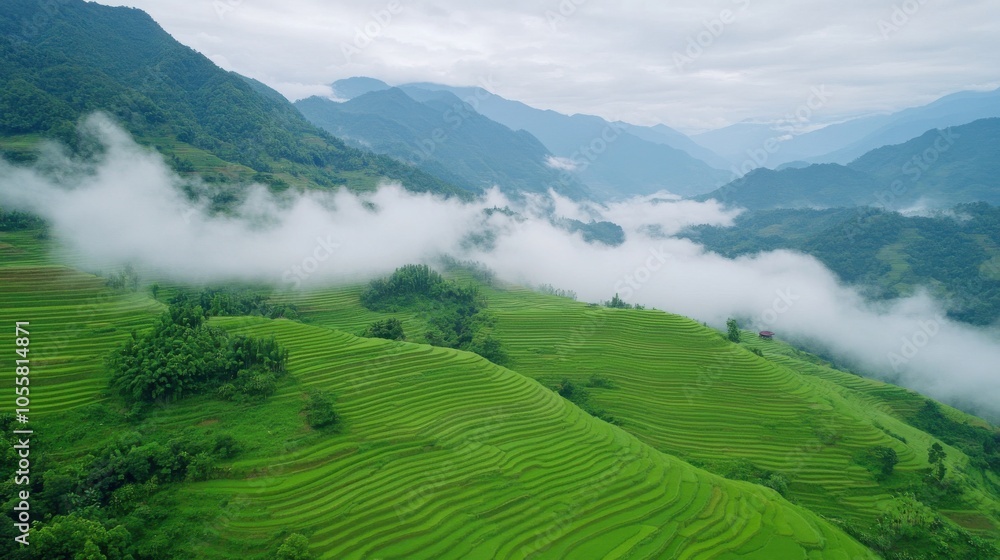 Fototapeta premium Breathtaking View of Terraced Rice Fields in Sapa, Vietnam