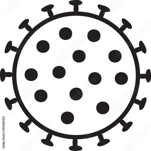 Illustration of a coronavirus cell with spikes and rna, perfect for educational or awareness purposes.