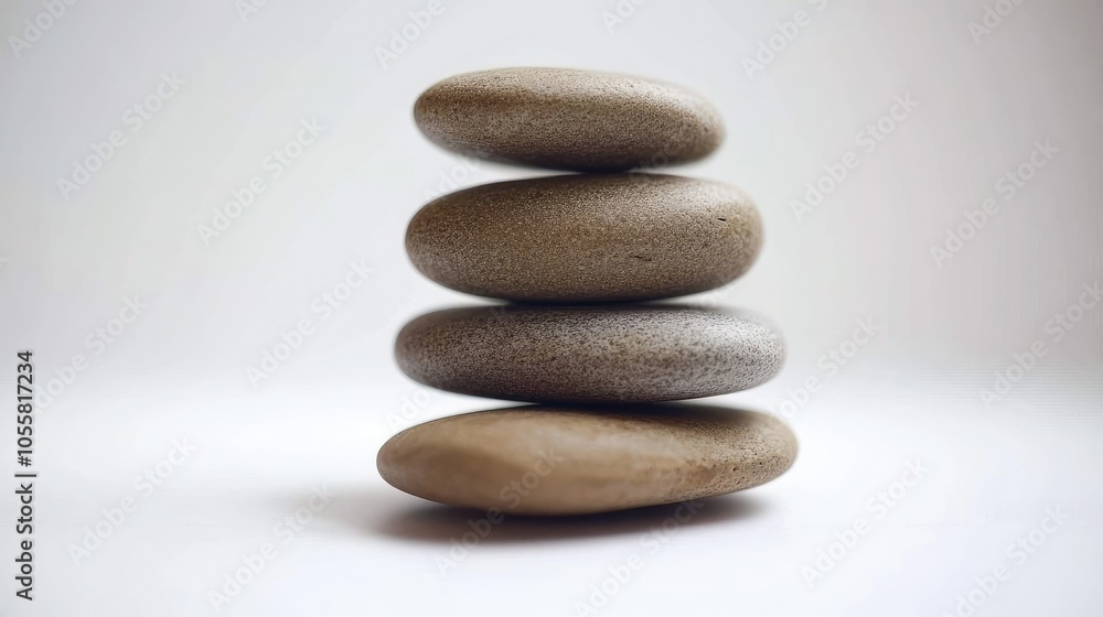 Stack of smooth stones, isolated on white, arranged in a balanced pile, minimalist zen theme Stack of smooth stones, isolated on white, arranged in a balanced pile, minimalist zen theme
