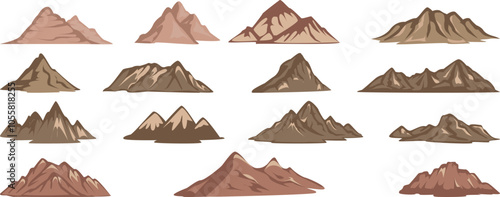 Scenic Mountain Range Illustrations Collection Flat Design