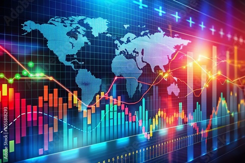 Financial Graphs Illustrating Global Downturn Trends with Copy Space for Analysis and Reporting