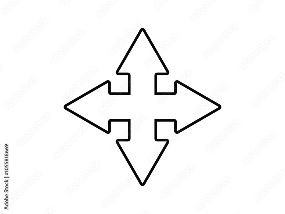 four arrows point sign symbol vector on transparent background four arrows point sign symbol vector on transparent background