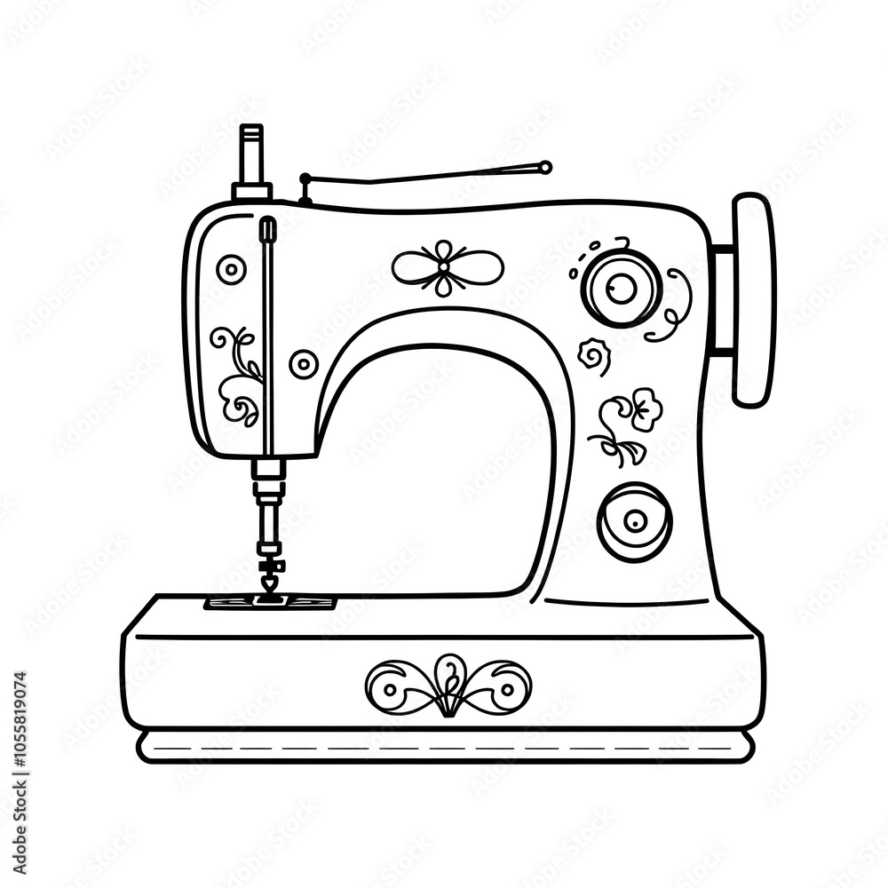 Embroidery sewing machine icon atelier embroidery continuous line ...