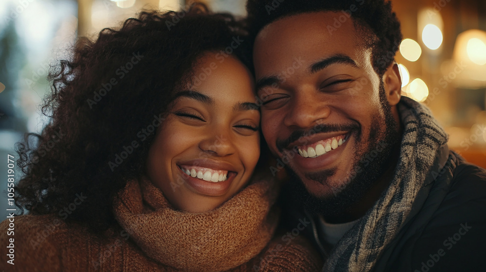 Couple smiling warmly, close, and affectionate Couple smiling warmly, close, and affectionate