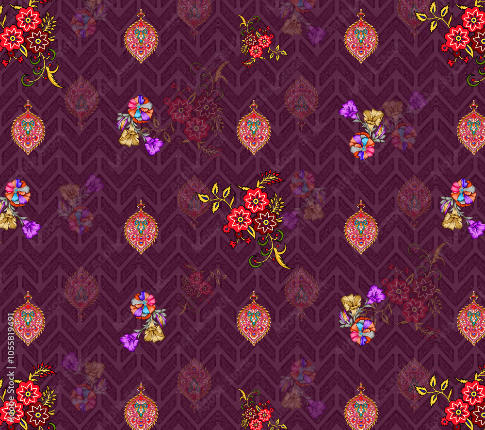 Beautiful All over Digital design, with Volite colour flowers ,seamless background patterns, shutter stock illustration Beautiful All over Digital design, with Volite colour flowers ,seamless background patterns, shutter stock illustration