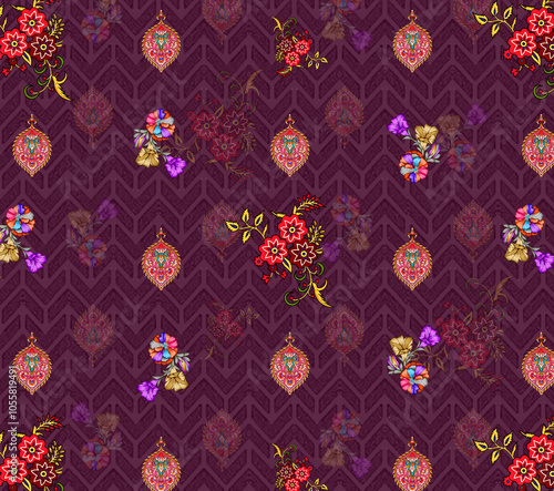 Wallpaper Mural Beautiful All over Digital design, with Volite colour flowers ,seamless background patterns, shutter stock illustration Torontodigital.ca