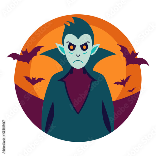 Halloween Scary Vampire Silhouette Vector illustration