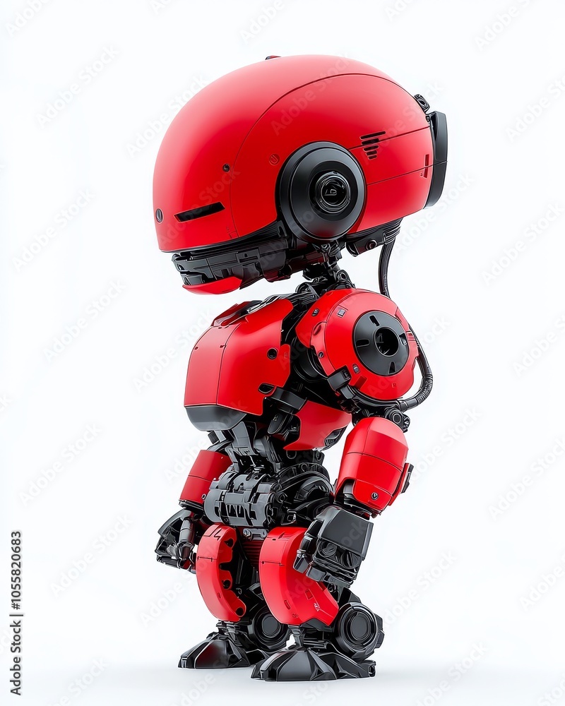 In a side view, the war machine runs towards action on a white background In a side view, the war machine runs towards action on a white background