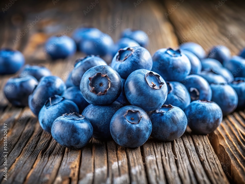 Fresh Blueberries on Wooden Surface - Vibrant Healthy Food Concept for Nutrition and Wellness