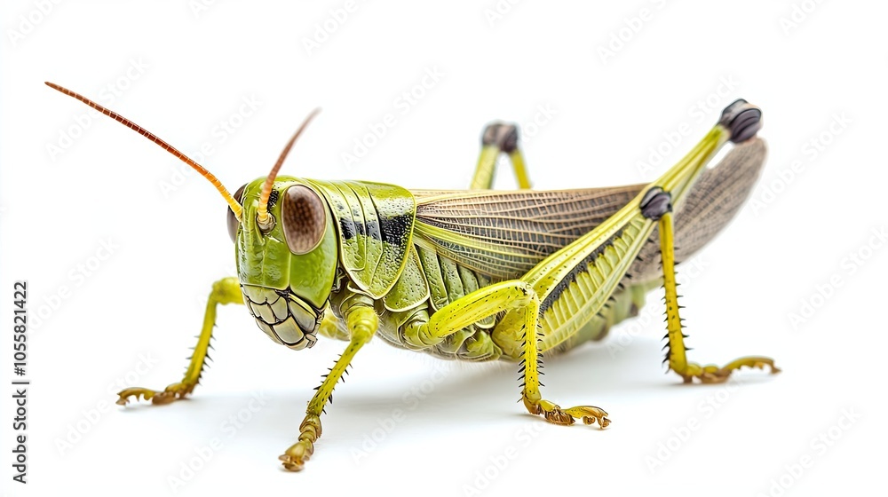 Close-up of a Green Grasshopper with Detailed Features Close-up of a Green Grasshopper with Detailed Features