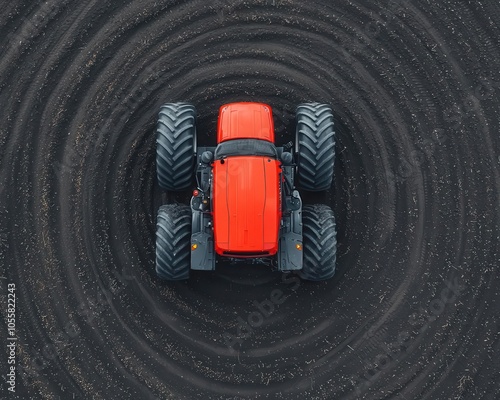 GPSguided tractor planting crops with precision, automated farming photo