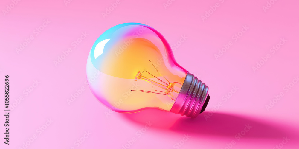 A light bulb with a rainbow colored glow A light bulb with a rainbow colored glow