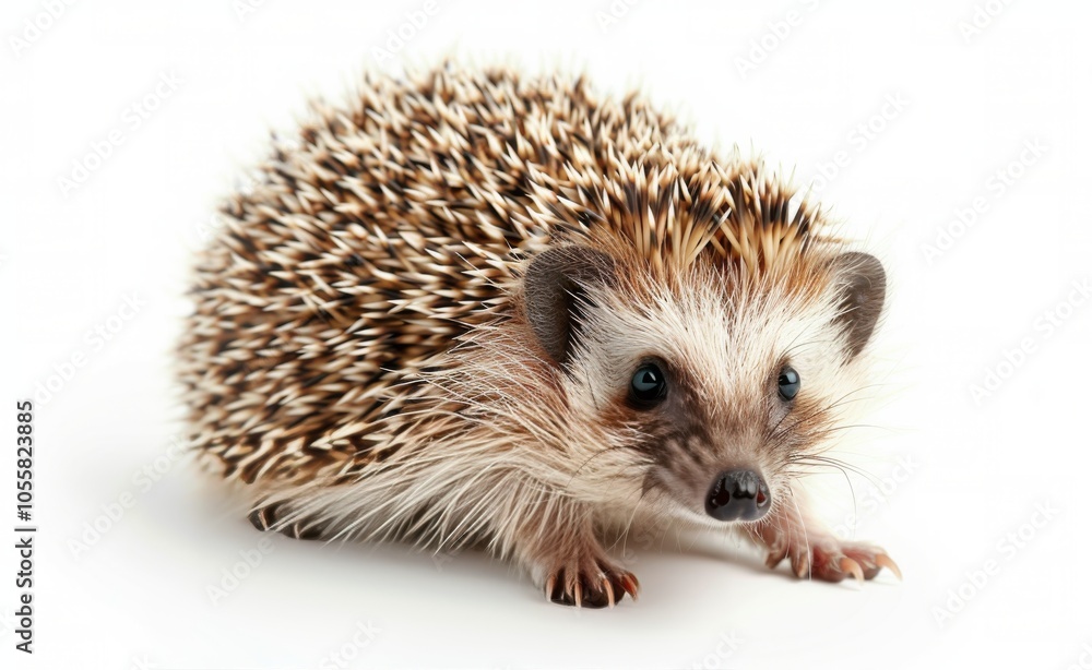 European Hedgehog Walking on White Background European Hedgehog Walking on White Background