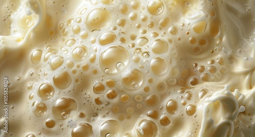 Close Up of Creamy Beer Foam With Bubbles