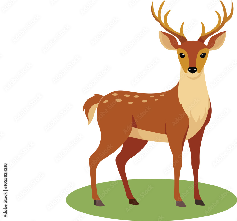 cartoon deer stands flat illustration. Isolated on transparent background. cartoon deer stands flat illustration. Isolated on transparent background.