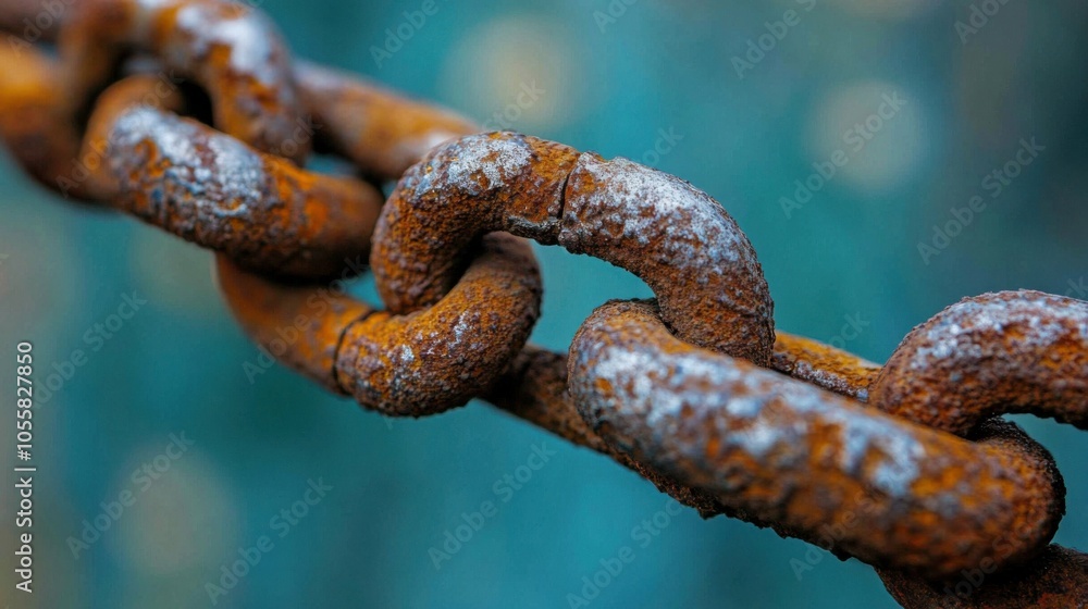 A macro photograph of a specific link in the chain, focusing on the texture and any wear, with the surrounding area softly blurred. A macro photograph of a specific link in the chain, focusing on the texture and any wear, with the surrounding area softly blurred.