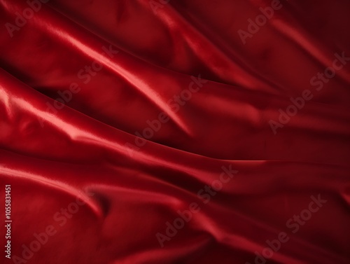 Close-up shot of a deep red fabric with soft folds and a smooth texture.