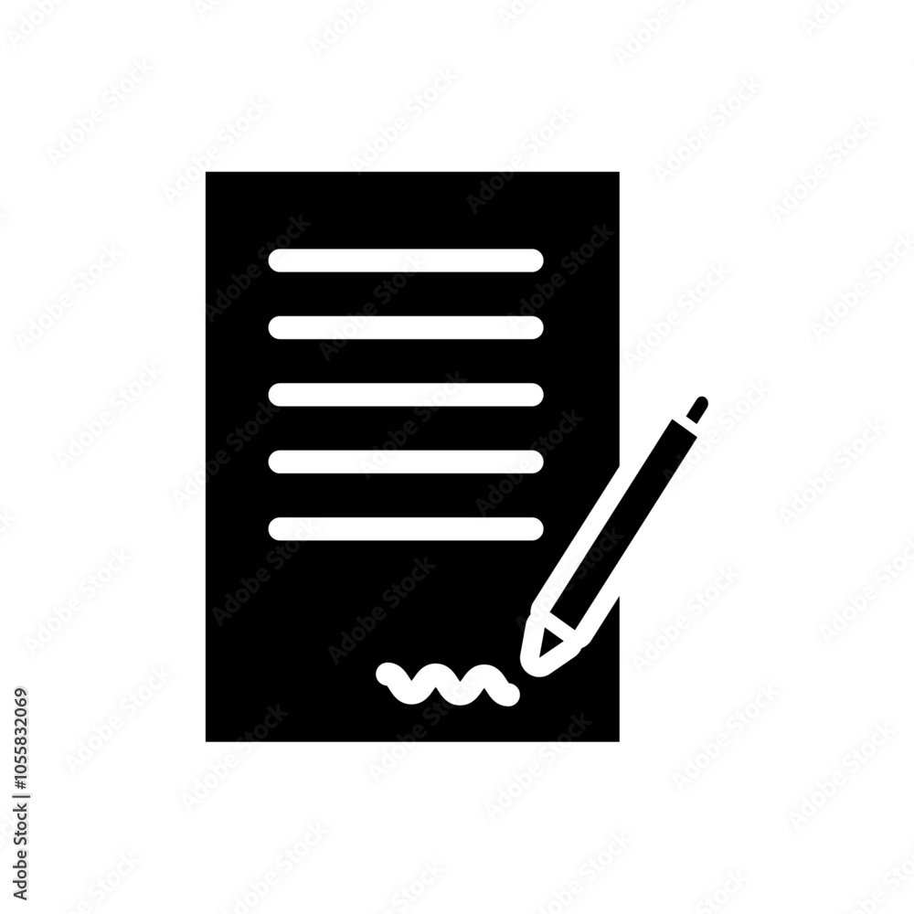 Signed document icon logo sign set vector outline Signed document icon logo sign set vector outline