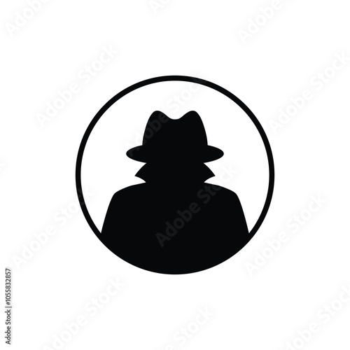 anonymous incognito icon. hacker icon on laptop. man with a hat