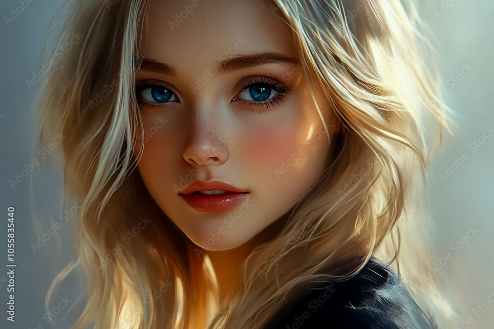 A beautiful blonde woman with long hair A beautiful blonde woman with long hair