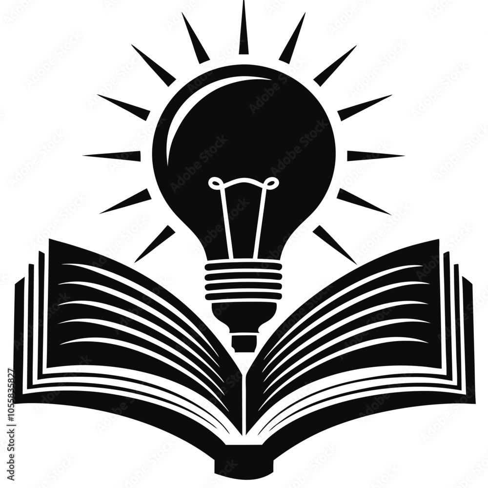 silhouette of a light bulb above a book silhouette of a light bulb above a book