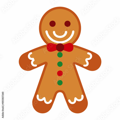 Gingerbread man vector illustration on white background