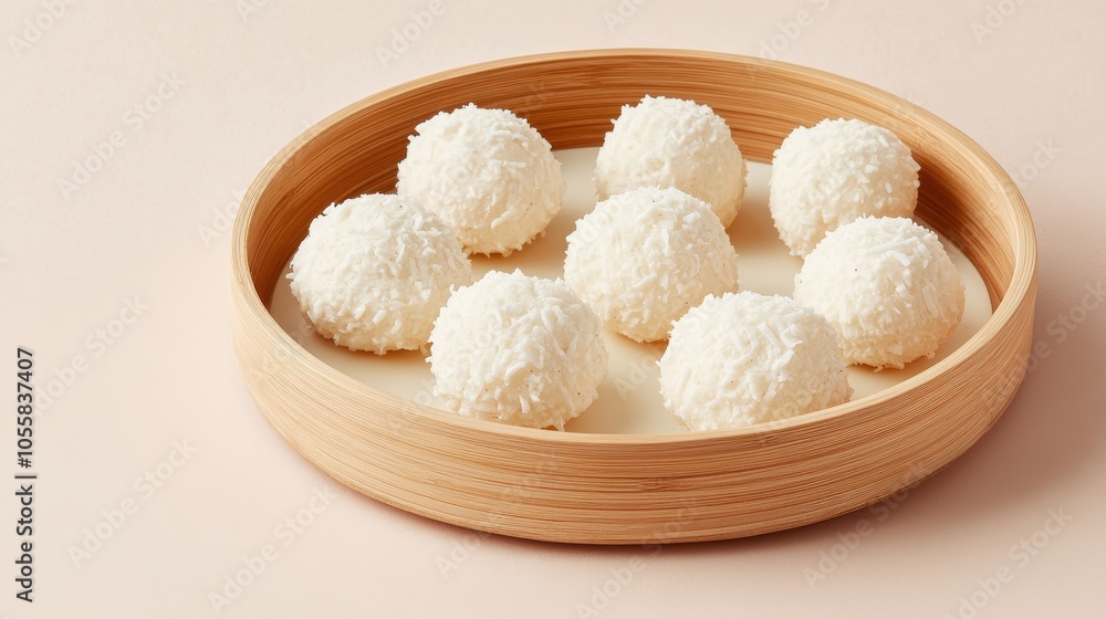 Medium Bamboo Tray with White Coconut Confections Medium Bamboo Tray with White Coconut Confections