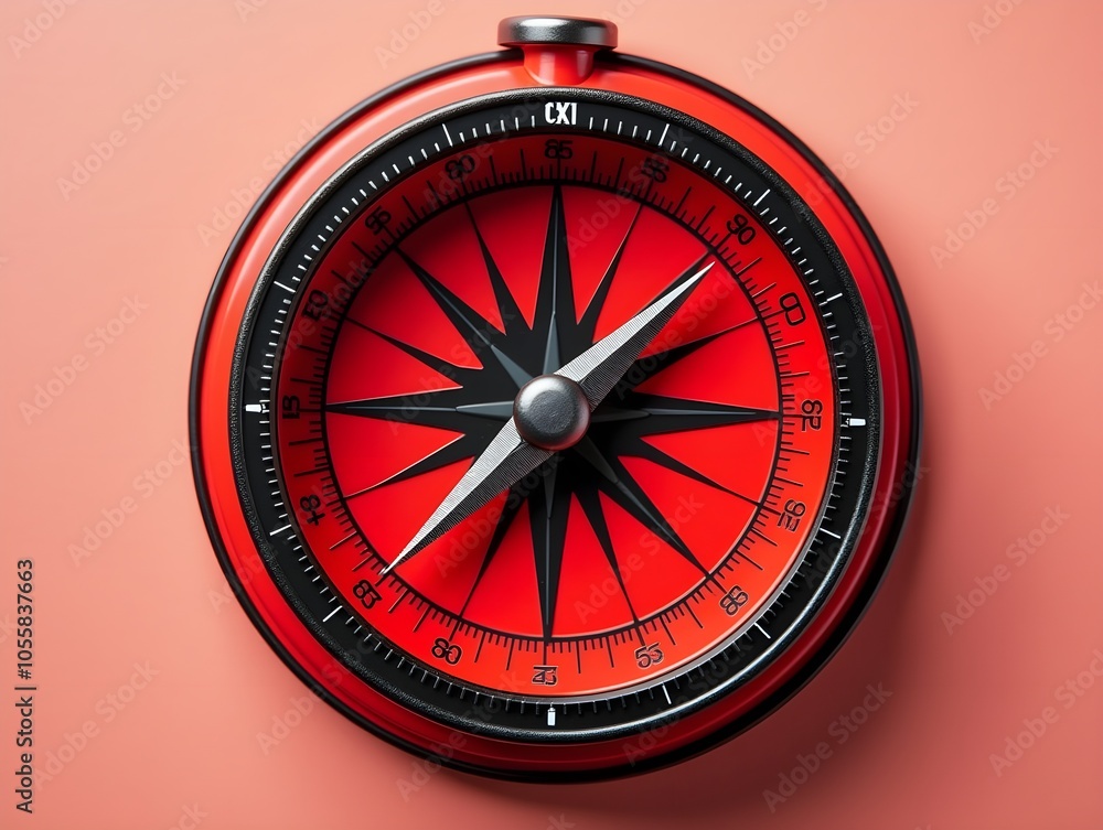 red compass, front shot isolated red compass, front shot isolated