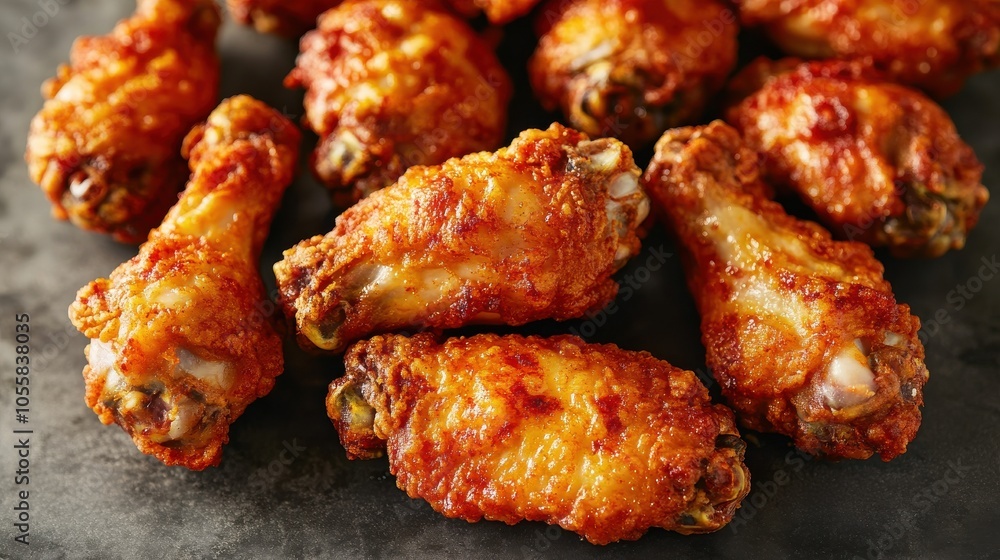 Crispy Chicken Wings on Dark Background Crispy Chicken Wings on Dark Background